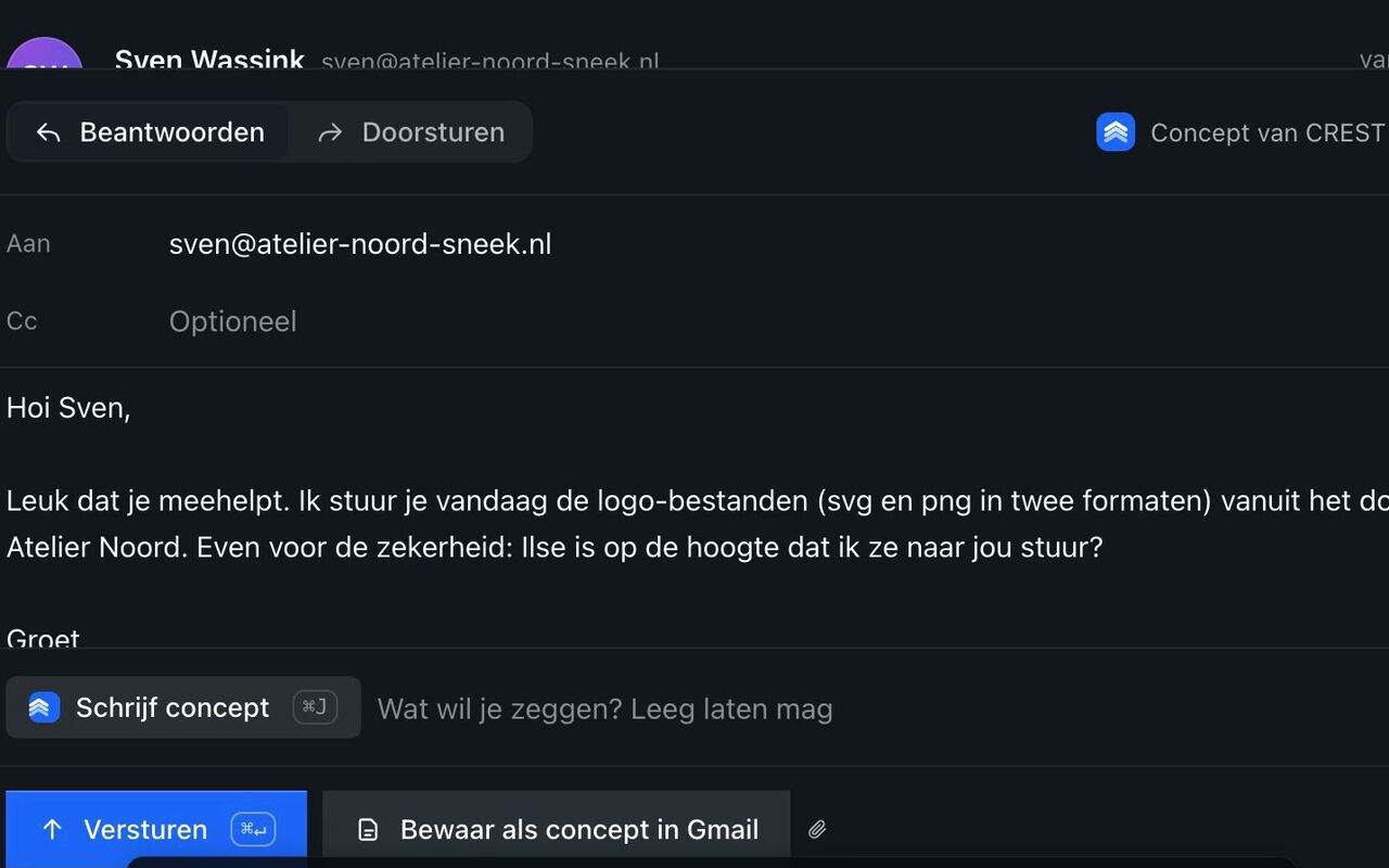 Donna toont een antwoord als kaartje (demogegevens)